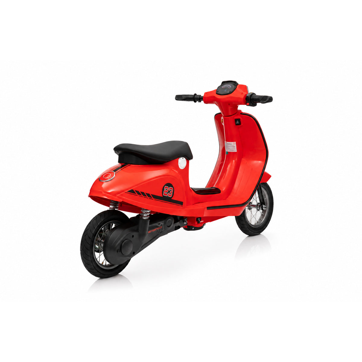 Elektrische kinderscooter 24V 350W rood - achterzijde vanaf rechts