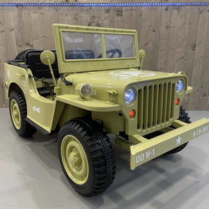 Willys Jeep Khaki 3-persoons 24V vierwielaandrijving