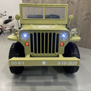 Willys Jeep Khaki 3-persoons 24V vierwielaandrijving