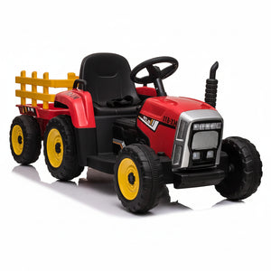 CarKiddo | Elektrische Kinder tractor met aanhanger - Rood
