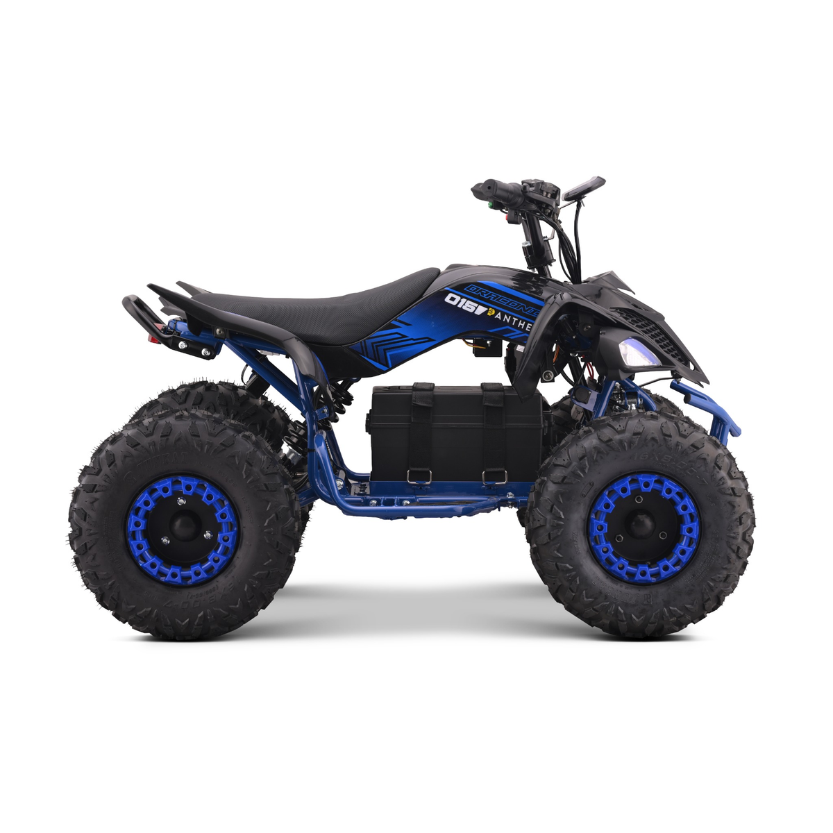 Panthera Leo elektrische kinderquad 1200W 48V in blauw, van de rechterzijde