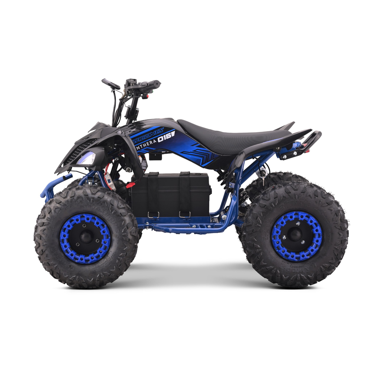 Panthera Leo elektrische kinderquad 1200W 48V in blauw, van de linkerzijde