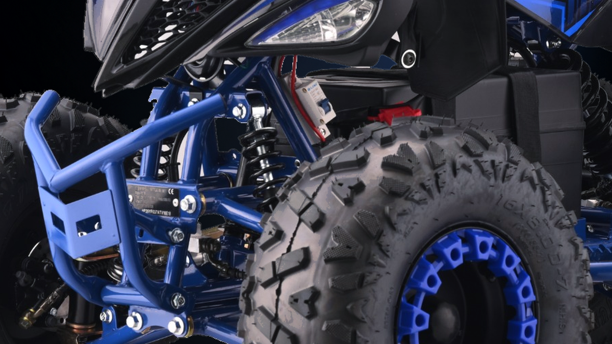 Detail van de voorvering van Panthera Leo | Elektrische kinderquad 1200W 48V - Blauw