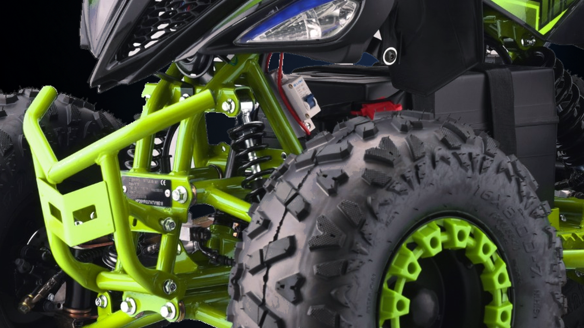 Detail van de voorvering van Panthera Leo | Elektrische kinderquad 1200W 48V - Groen
