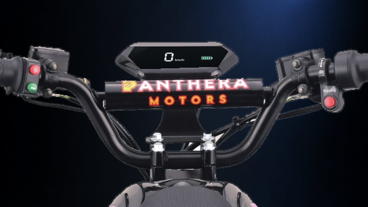 Stuur en LCD-display van Panthera Leo | Elektrische kinderquad 1200W 48V - Roze, met illustratieve schermweergave