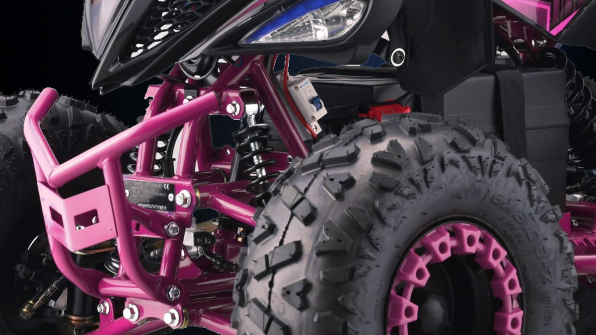 Detail van de voorvering van Panthera Leo | Elektrische kinderquad 1200W 48V - Roze