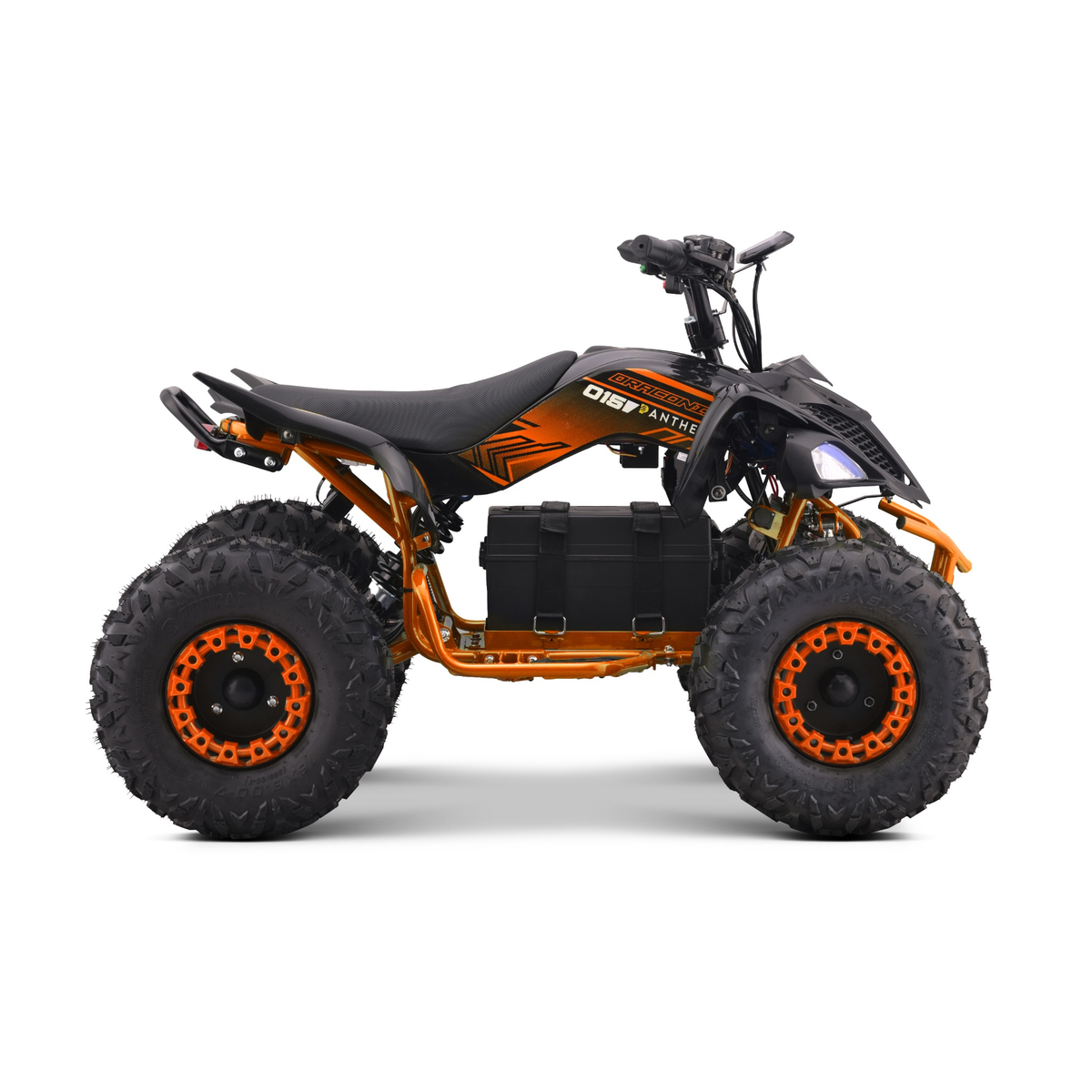 Panthera Leo elektrische kinderquad 1200W 48V in oranje, van de rechterzijde